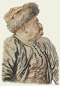 Watteau : Persan assis de profil (détail)